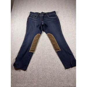Goode Rider Denim Breeches Equestrian Style Jeans Brown Knee Patches 36R